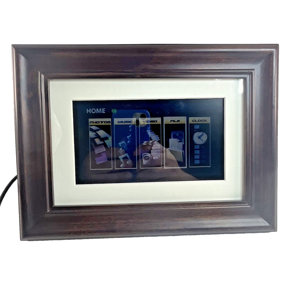 Pandigital 7 Digital Photo Frame LCD Display Wood Frame Remote Included